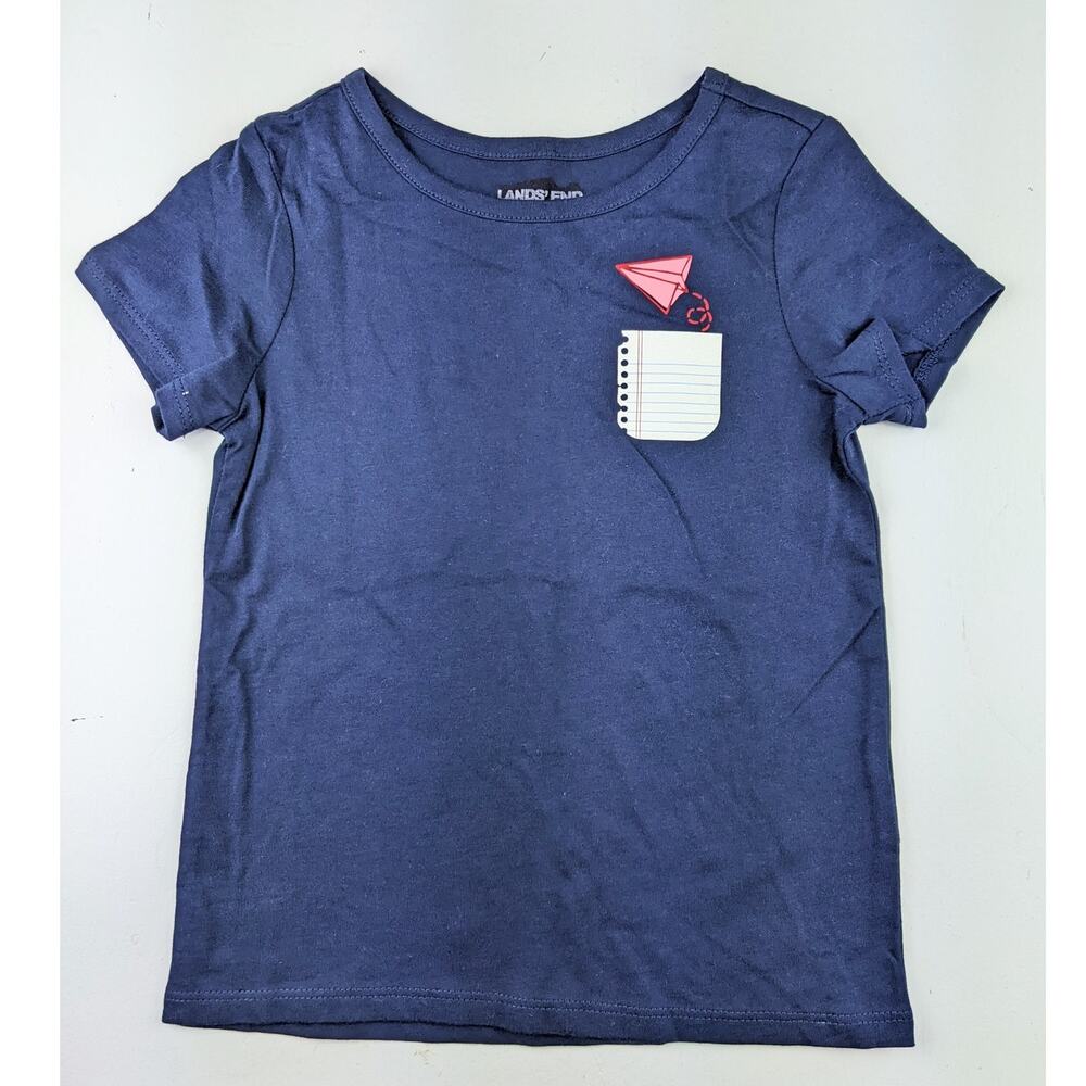 Land's End Blue & Pink Paper Airplane Tee Size 4
